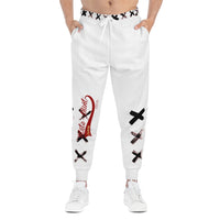 White n Blk X'ed Out Joggers