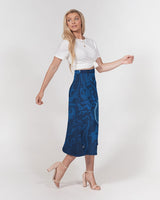 Blue Robo Cloud SMC Women's A-Line Midi Skirt