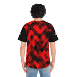 Red Plaid SMC Men's Baseball Jersey