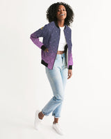 Purple Graffiti Spray SMC Women's Bomber Jacket