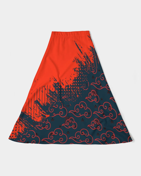 Red and Black City SMC Women's A-Line Midi Skirt