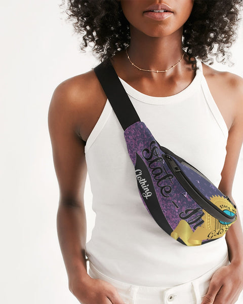 Purple Graffiti Spray SMC Crossbody Sling Bag