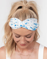 Blue Splatter SMC1 Twist Knot Headband Set