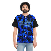 Blue Plaid SMC Men's Baseball Jersey