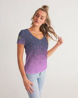 Purple Graffiti Spray SMC Women's V-Neck Tee