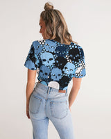 Blu Skull Camo SMC Women's Twist-Front Cropped Tee