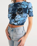 Blu Skull Camo SMC Women's Twist-Front Cropped Tee