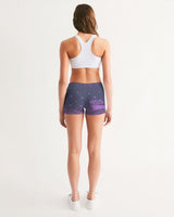 Purple Graffiti Spray SMC Women's Mid-Rise Yoga Shorts