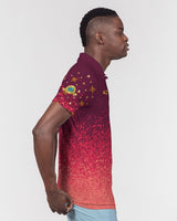 Burgundy Graffiti Spray SMC Men's Slim Fit Polo