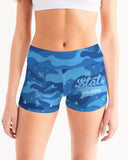 Blue Camo SMC Women's Mid-Rise Yoga Shorts