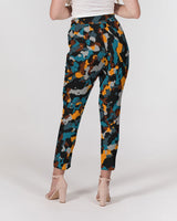 Blue and Orange Camo SMC Women's Belted Tapered Pants