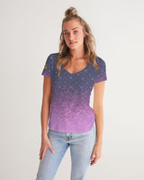 Purple Graffiti Spray SMC Women's V-Neck Tee