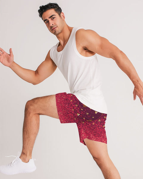 Burgundy Graffiti Spray SMC Men's Jogger Shorts