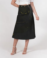 Black & Yellow SMC Women's A-Line Midi Skirt