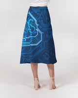 Blue Robo Cloud SMC Women's A-Line Midi Skirt