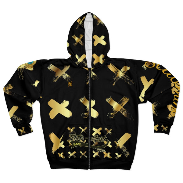 Gold X'ed Out SMC Unisex Zip Hoodie