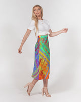 Color Glitchy SMC Women's A-Line Midi Skirt