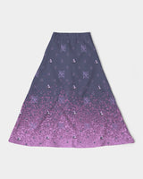 Purple Graffiti Spray SMC Women's A-Line Midi Skirt