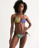 Color Glitchy SMC Women's Triangle String Bikini