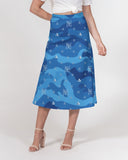 Blue Camo SMC Women's A-Line Midi Skirt