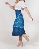 Blue Robo Cloud SMC Women's A-Line Midi Skirt