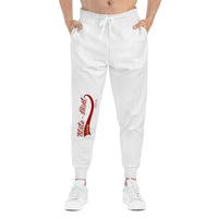 Red and White Joggers