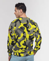 Yellow Grey Camo Men's Classic French Terry Crewneck Pullover