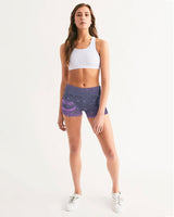 Purple Graffiti Spray SMC Women's Mid-Rise Yoga Shorts