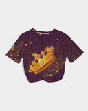 Burgundy Gold Splatter SMC Women's Twist-Front Cropped Tee