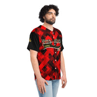 Red Plaid SMC Men's Baseball Jersey