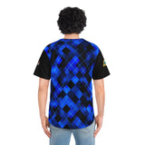 Blue Plaid SMC Men's Baseball Jersey