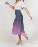 Purple Graffiti Spray SMC Women's A-Line Midi Skirt