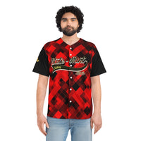 Red Plaid SMC Men's Baseball Jersey