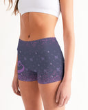 Purple Graffiti Spray SMC Women's Mid-Rise Yoga Shorts