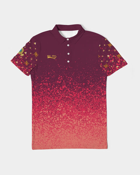 Burgundy Graffiti Spray SMC Men's Slim Fit Polo