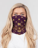 Burgundy Gold Splatter SMC Neck Gaiter Set