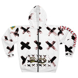 White n Blk X'ed Out SMC Unisex Zip Hoodie