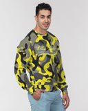 Yellow Grey Camo Men's Classic French Terry Crewneck Pullover