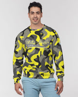 Yellow Grey Camo Men's Classic French Terry Crewneck Pullover