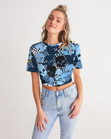 Blu Skull Camo SMC Women's Twist-Front Cropped Tee