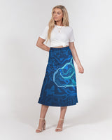 Blue Robo Cloud SMC Women's A-Line Midi Skirt