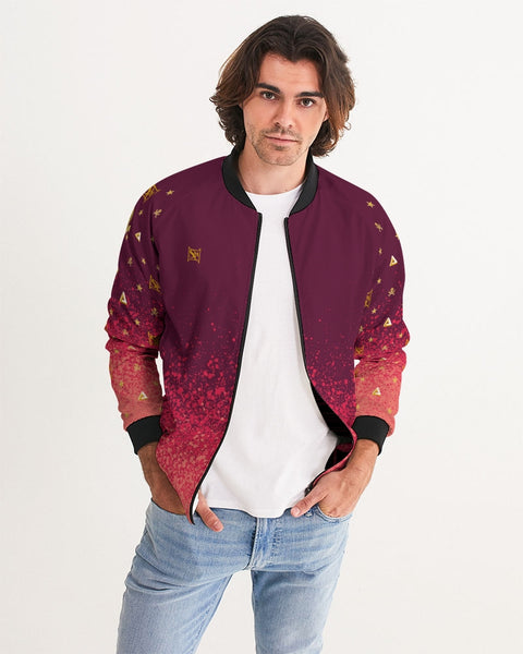 Burgundy Graffiti Spray SMC Men's Bomber Jacket