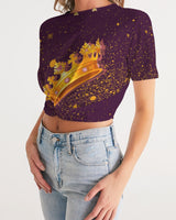 Burgundy Gold Splatter SMC Women's Twist-Front Cropped Tee