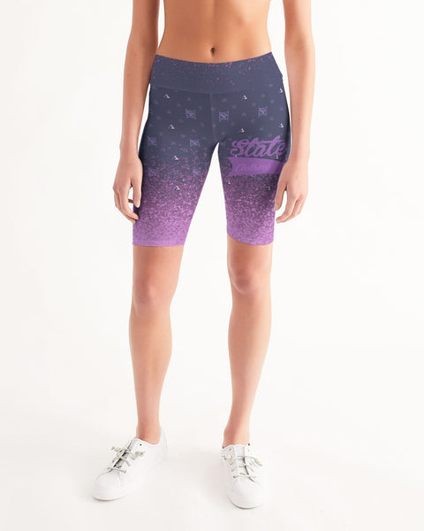 Purple Graffiti Spray SMC Women's Mid-Rise Bike Shorts