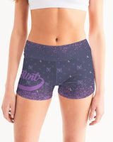 Purple Graffiti Spray SMC Women's Mid-Rise Yoga Shorts