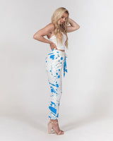 Blue Splatter SMC1 Women's Belted Tapered Pants