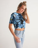 Blu Skull Camo SMC Women's Twist-Front Cropped Tee