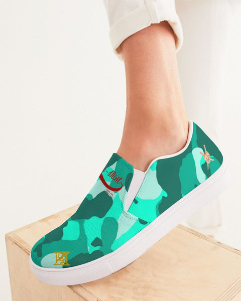 Lime Green Camo SMC Women's Slip-On Canvas Shoe