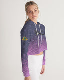 Purple Graffiti Spray SMC Women's Cropped Hoodie