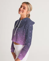 Purple Graffiti Spray SMC Women's Cropped Hoodie